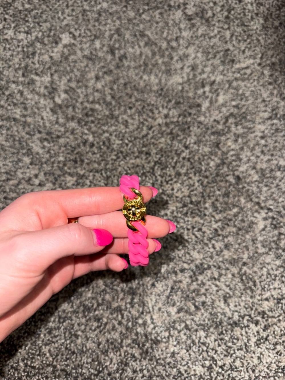 Rustic Cuff Kids Pink Braided Bracelet with Gold Skull Charm